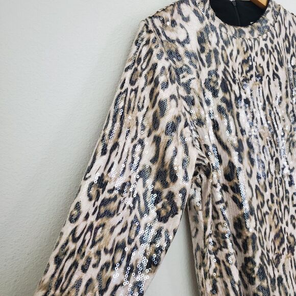 Chico's Women's Top Large Multicolor Sequined Cheetah Print Mob Wife Chic - Picture 4 of 10